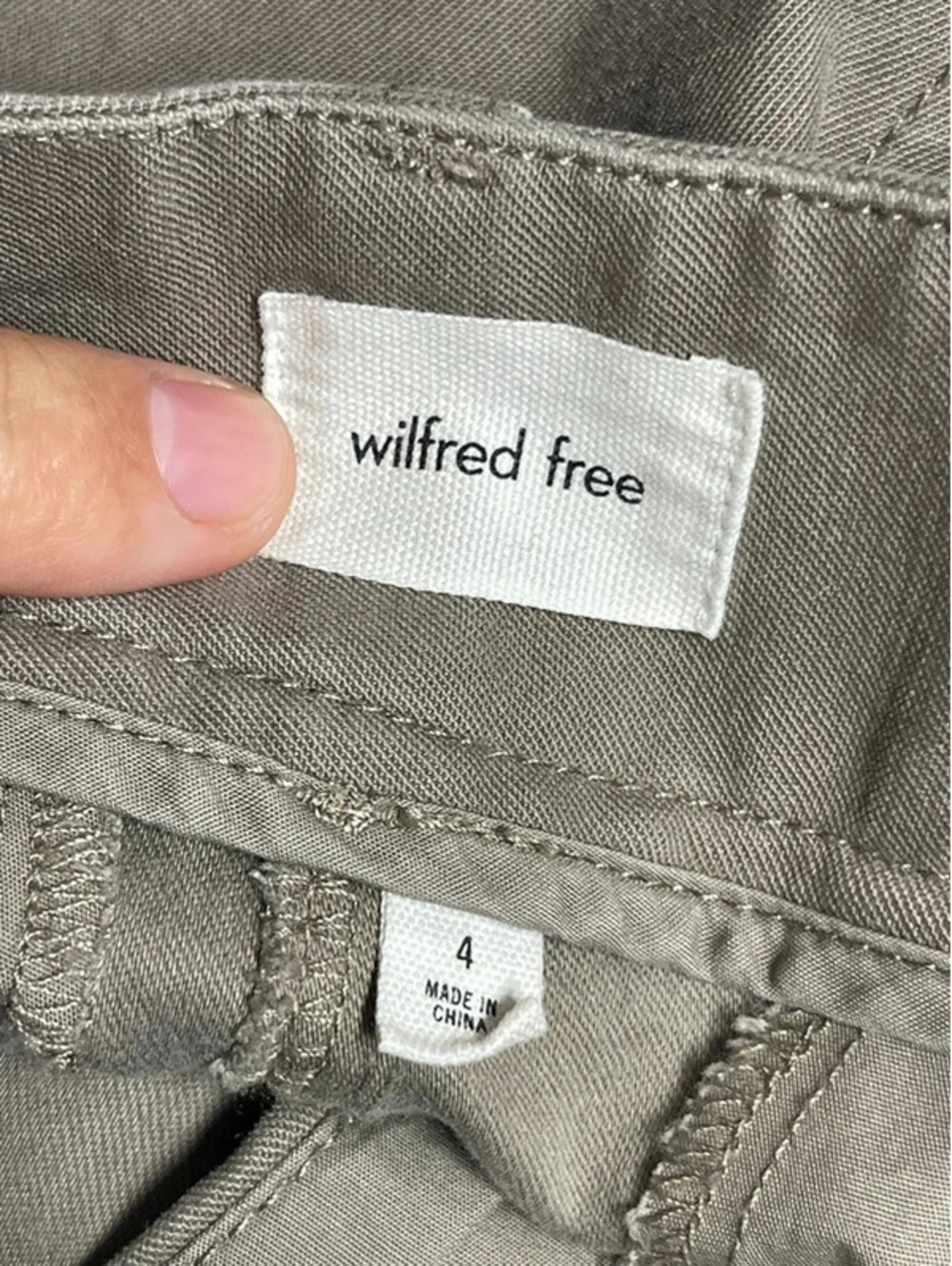 Wilfred Free Aritzia High Waisted Wide Leg Cargo Pants Tan Beige Stretch 4 - Picture 7 of 9